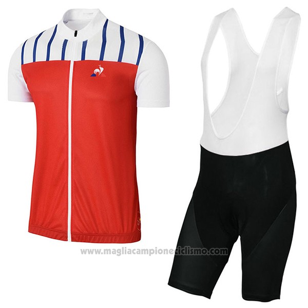 2017 Abbigliamento Ciclismo Coq Sportif Tour de France Rosso e Bianco Manica Corta e Salopette